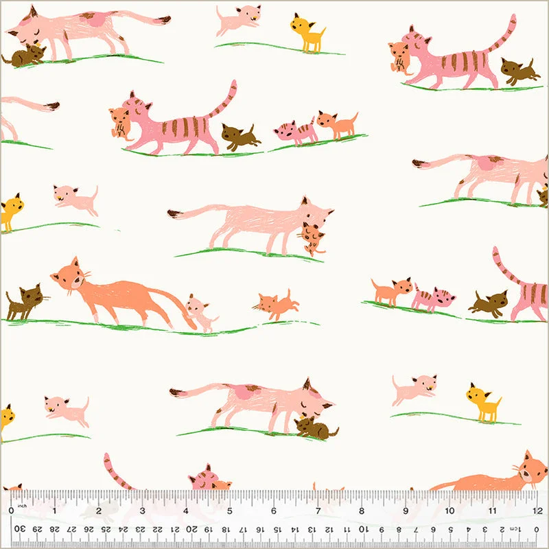 Heather Ross STUDIO EDIT: Mother Cats-Cream (1/4 Yard)