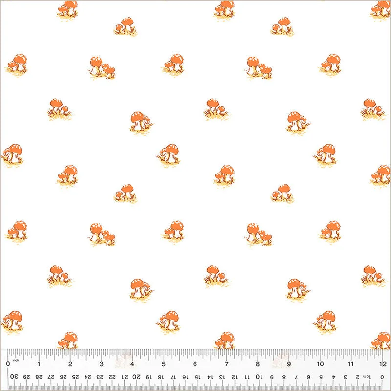Heather Ross STUDIO EDIT: Mushrooms-White (1/4 Yard)
