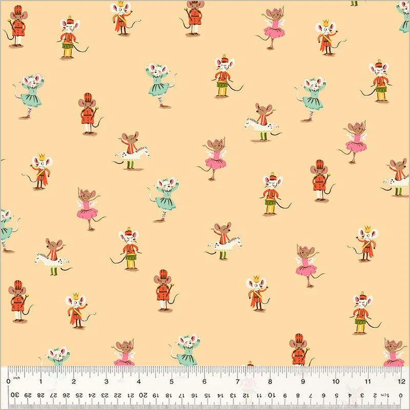 Heather Ross STUDIO EDIT: Nutcracker Mice-Peach (1/4 Yard)