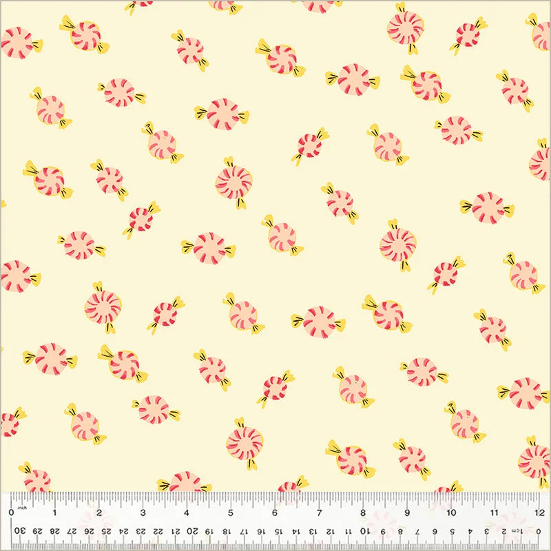 Heather Ross STUDIO EDIT: Peppermint Candies-Cream (1/4 Yard)