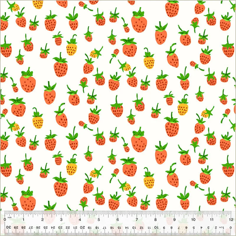 Heather Ross STUDIO EDIT: Strawberries-White (1/4 Yard)