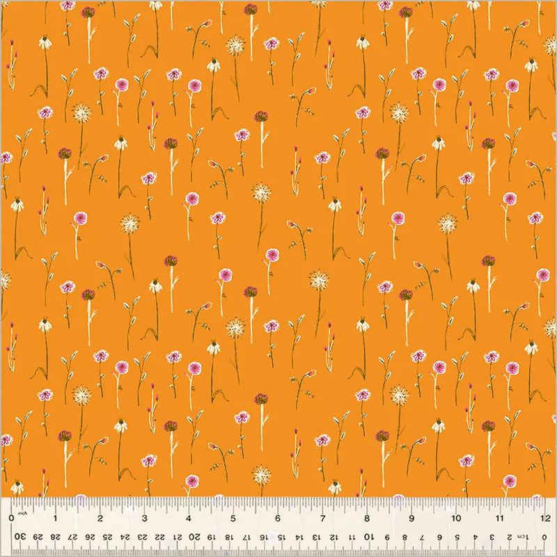 Heather Ross STUDIO EDIT: Wildflowers-Orange (1/4 Yard)