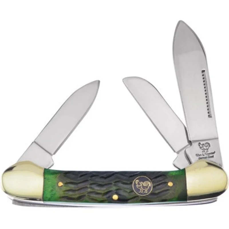 Hen and Rooster Canoe Antique Green Bone