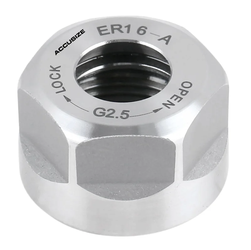 Hex ER16 Collet Nut, Slotted ER32 & ER40 Collet Nut, Balanced to 18,000 RPM at G2.5