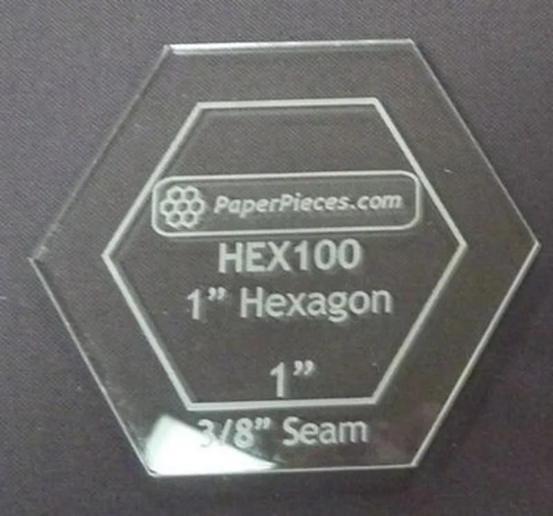 Hexagon 1in Acrylic Fabric Cutting Template