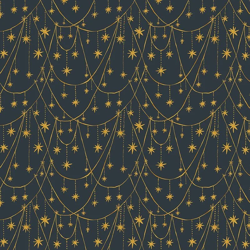 HOLLY JOLLY: Star Garland-Slate (1/4 Yard)