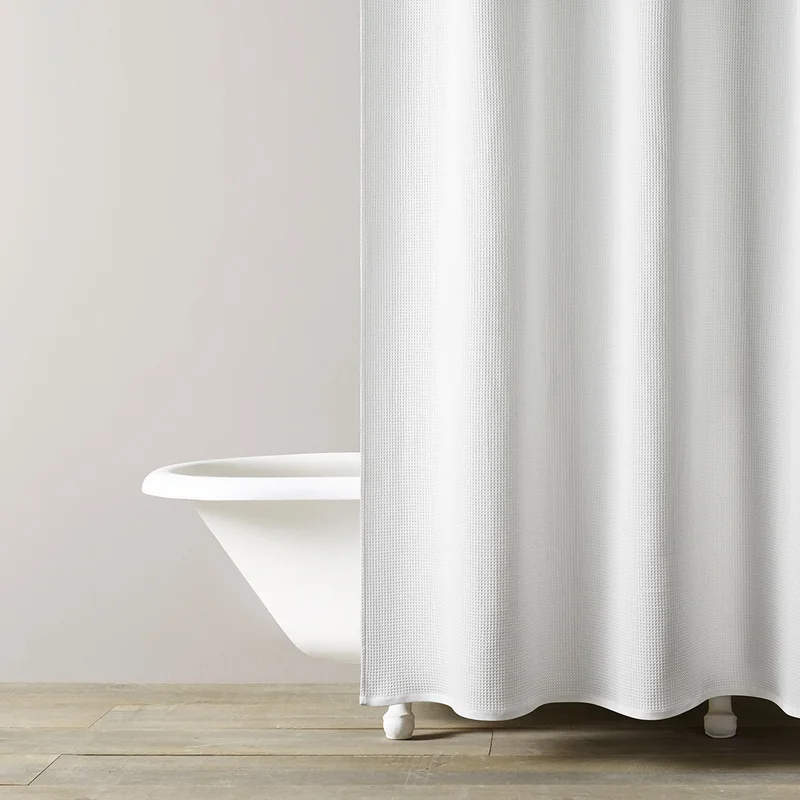Hotel Waffle Shower Curtain, White/ Unique
