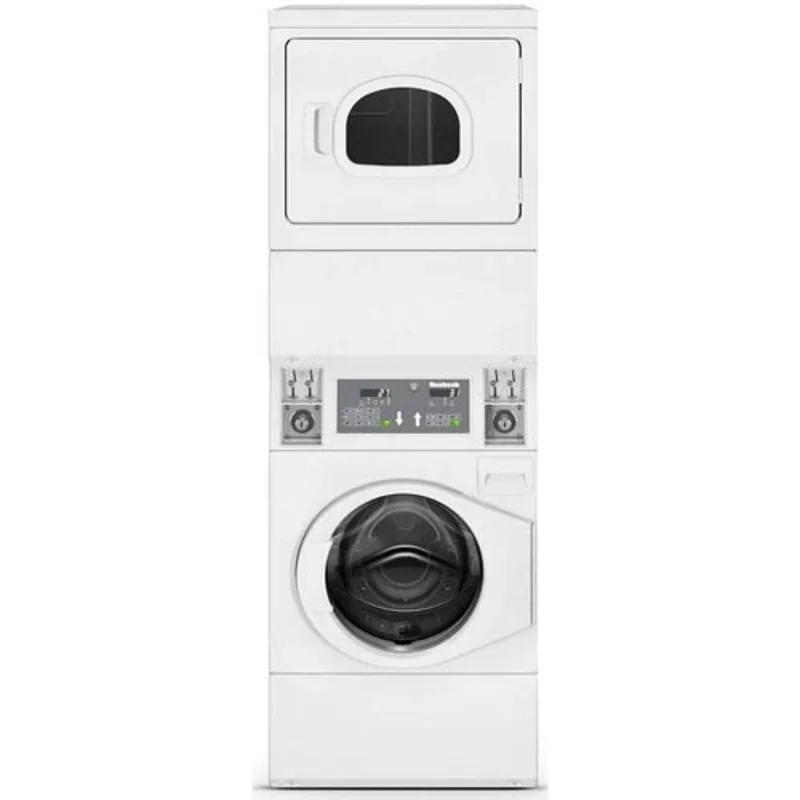 Huebsch - 3.42 cu. Ft Washer 7 cu. Ft dryer Commercial Stacker in White - HTENXASP286CW01 White