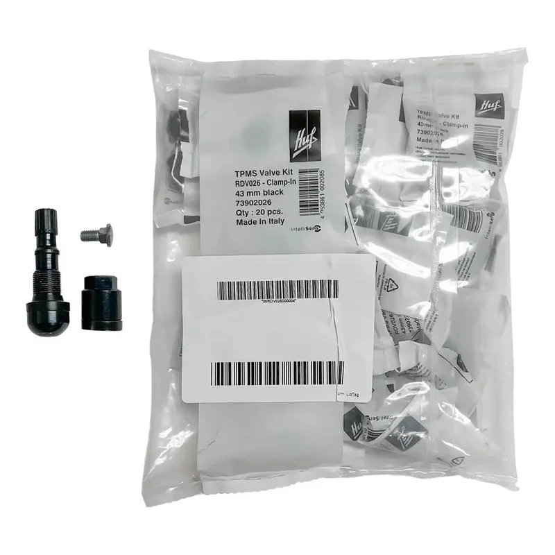 HUF RDV026 Black TPMS Clamp-In Valve Kit, 43mm (Bag of 20)