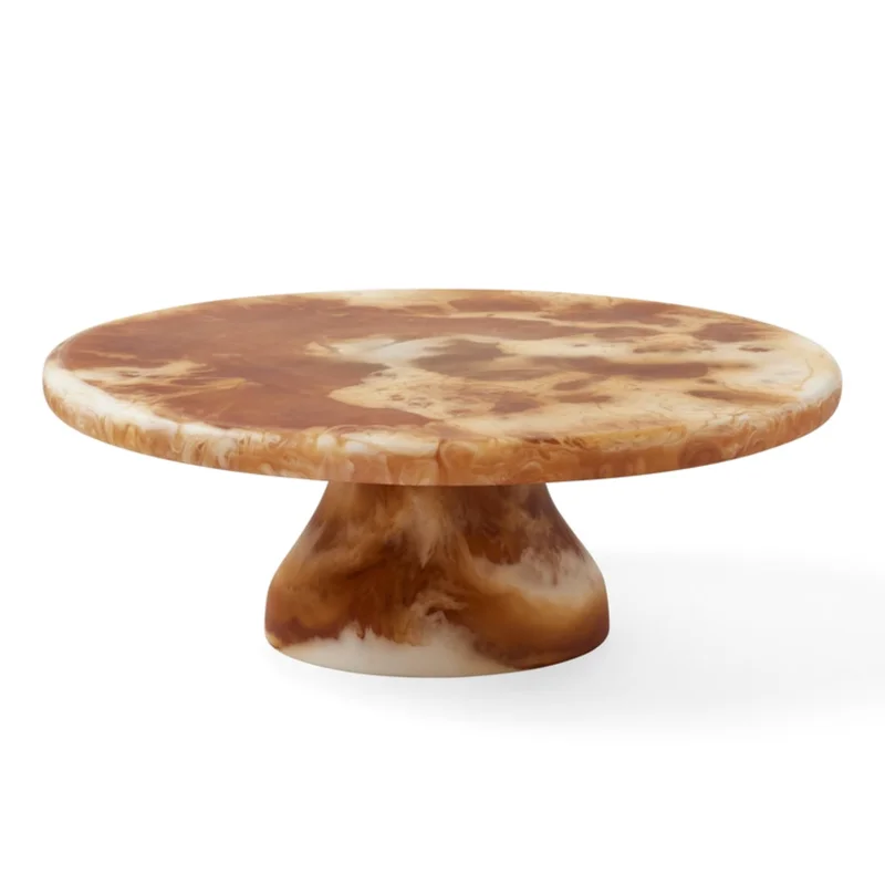 Hugo Cake Stand - Amber Swirled, 12" Dia