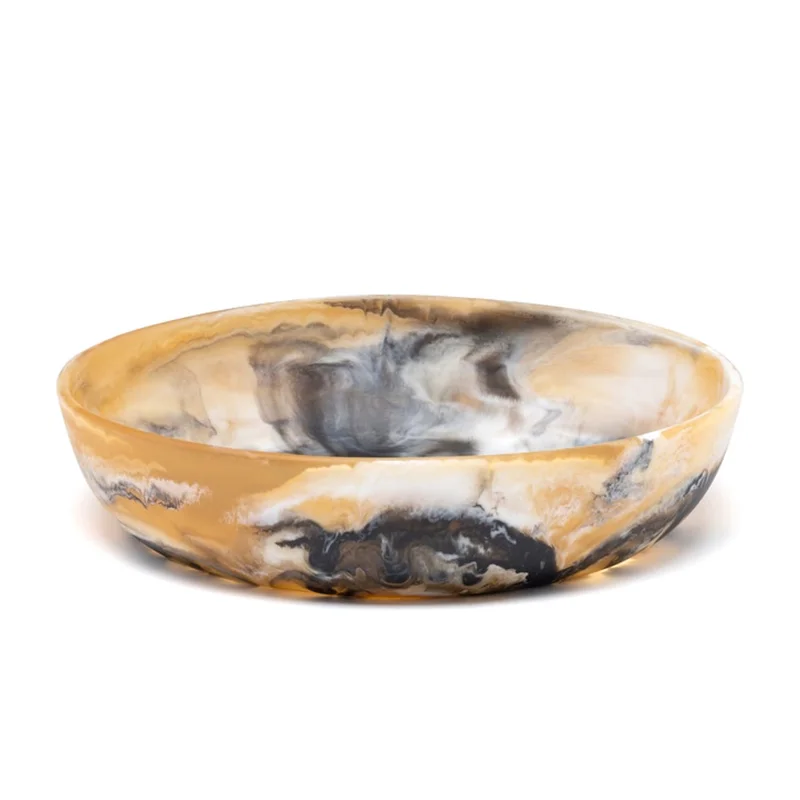Hugo Serving Bowl - Black/Tan Swirled, 13.5"Dia