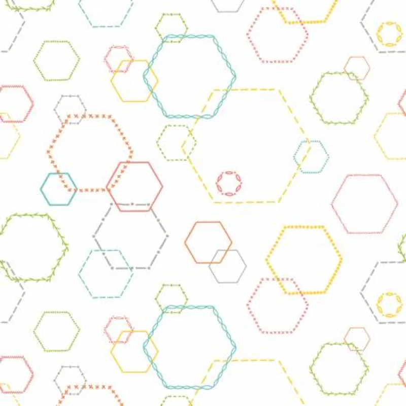 Hush Hush by Riley Blake Designs: Embroidered Hexies (1/4 Yard)