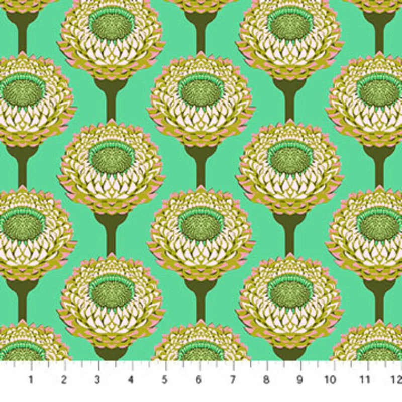 ICONIC: Strawflower-Aqua (1/4 Yard)