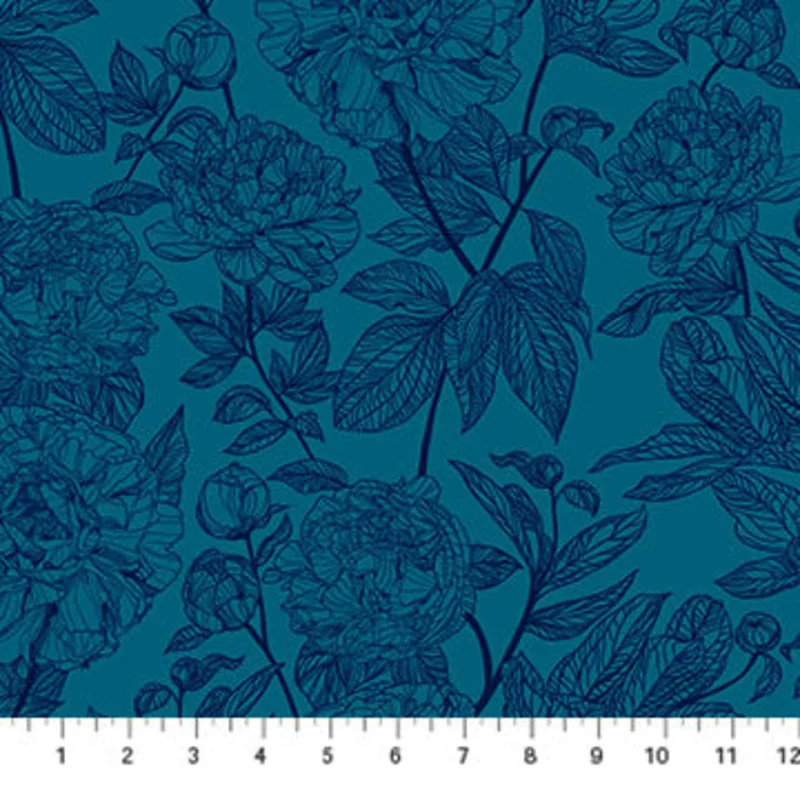 INDELIBLE: Peony-Ocean (1/4 Yard)