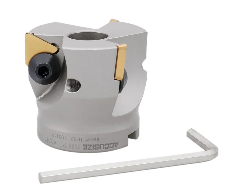 Indexable Face Shell Milling Cutter, 90 Deg., Positive Rake with TPG322 Inserts, Nickel-Plated Body