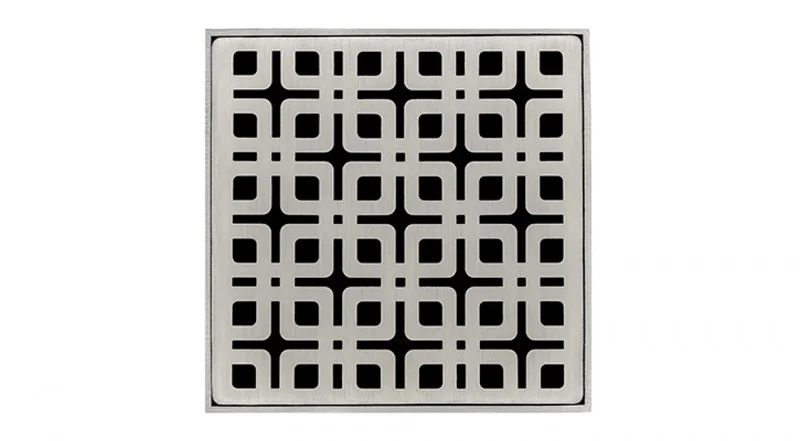 Infinity Drain - 4" x 4" Square Center Drain - KD 4 Link Series Drain (Complete Kit)