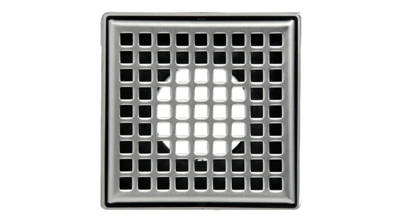Infinity Drain - 4" x 4" Square Center Drain - LQD 4 Squares Pro Series Drain (Complete Kit)