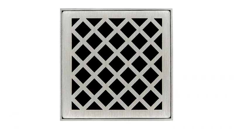 Infinity Drain - 4" x 4" Square Center Drain - XD 4 Criss Cross Series Drain (Complete Kit)