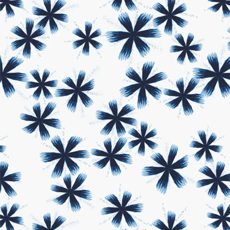 InkPerfect: Indigo Edition- Inked Petals (1/4 Yard)