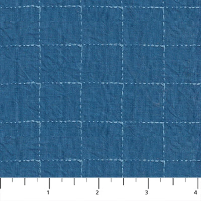 INTERVALS: Large Check-Denim (1/4 Yard)