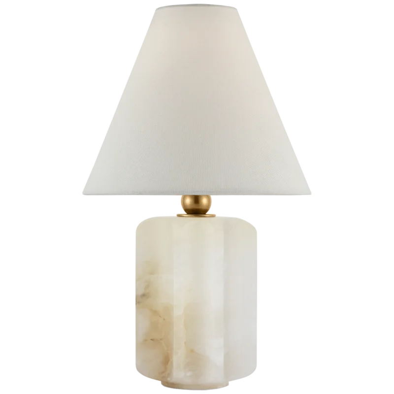 Iota Small Table Lamp, Alabaster and Hand-Rubbed Antique Brass