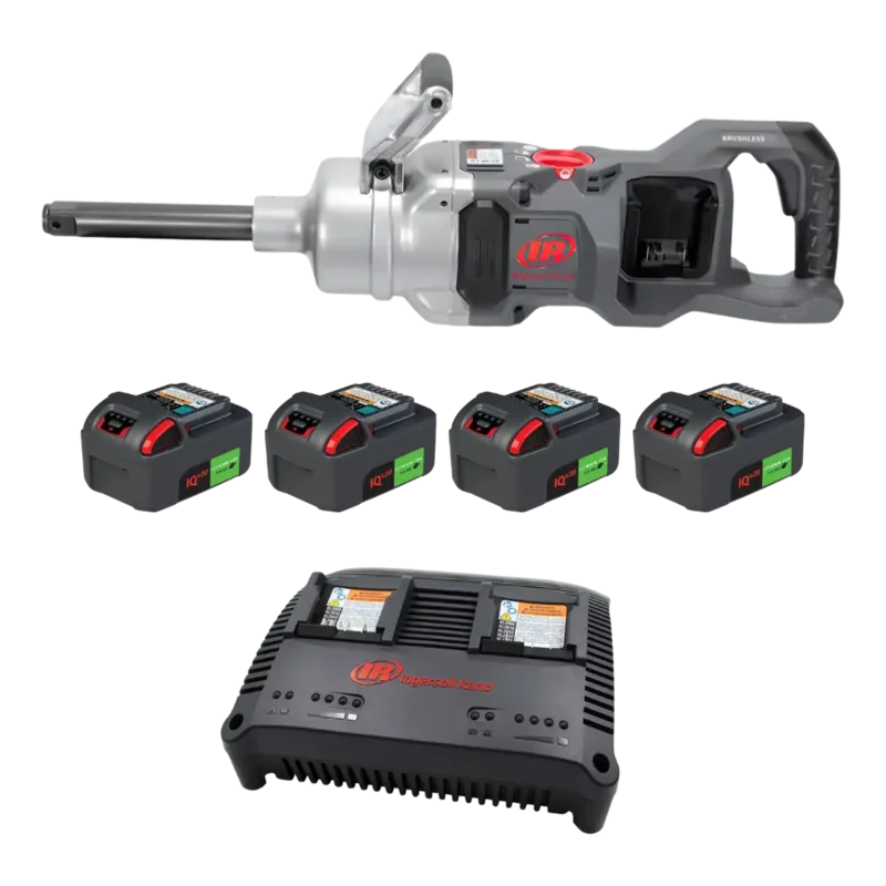 IR W9691-K4E 1" High-Torque 20V Cordless Impact Wrench w/ 6" Ext, (4 Batteries), 3000 ft/lbs