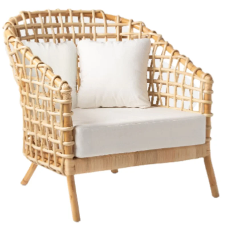 Ismael Lounge Chair, Natural Rattan