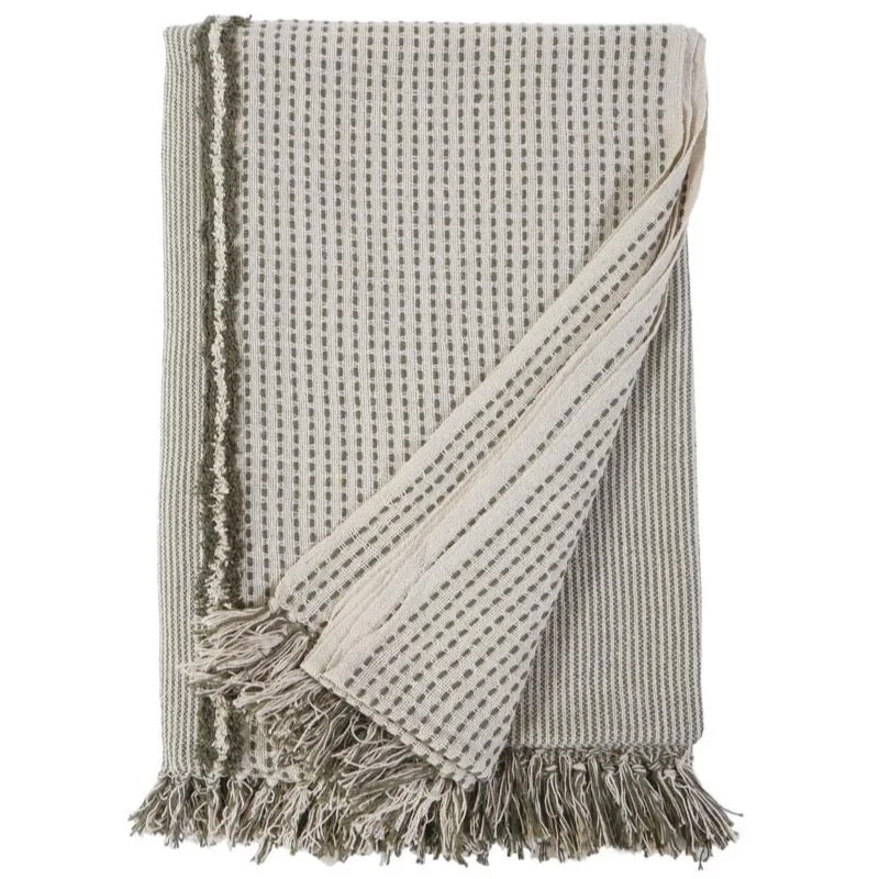 Jagger Oversized Throw - Ivory/ Moss