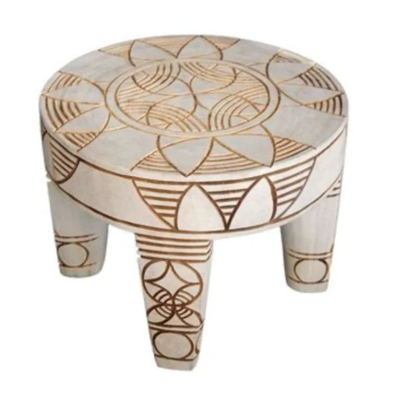 Java Table Carved, White
