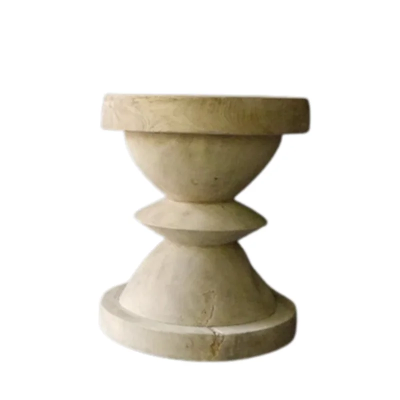 Java Teak Chess Side Table, Weathered Finish