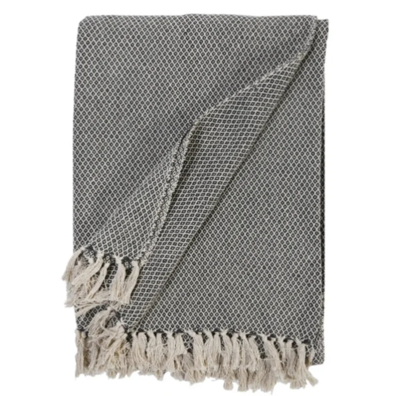 Jayden Throw Blanket, Ivory/ Charcoal
