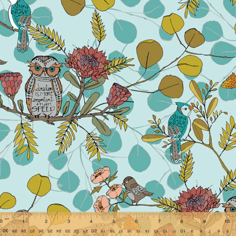 JAYE BIRD: Encouraging Birds-Turquoise (1/4 Yard)