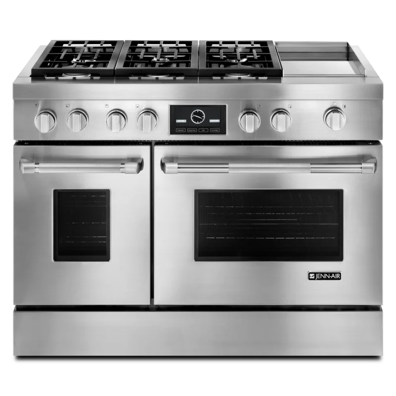 JennAir - 4.1 Right cu. ft / 2.2 Left cu. ft Dual Fuel Range in Stainless - JDRP548WP Stainless