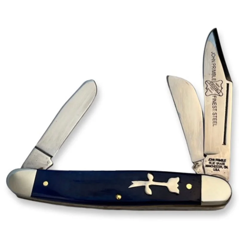 John Primble 3931-T-BG - Bluegrass Stockman Tulip Shield Blue Smooth Bone