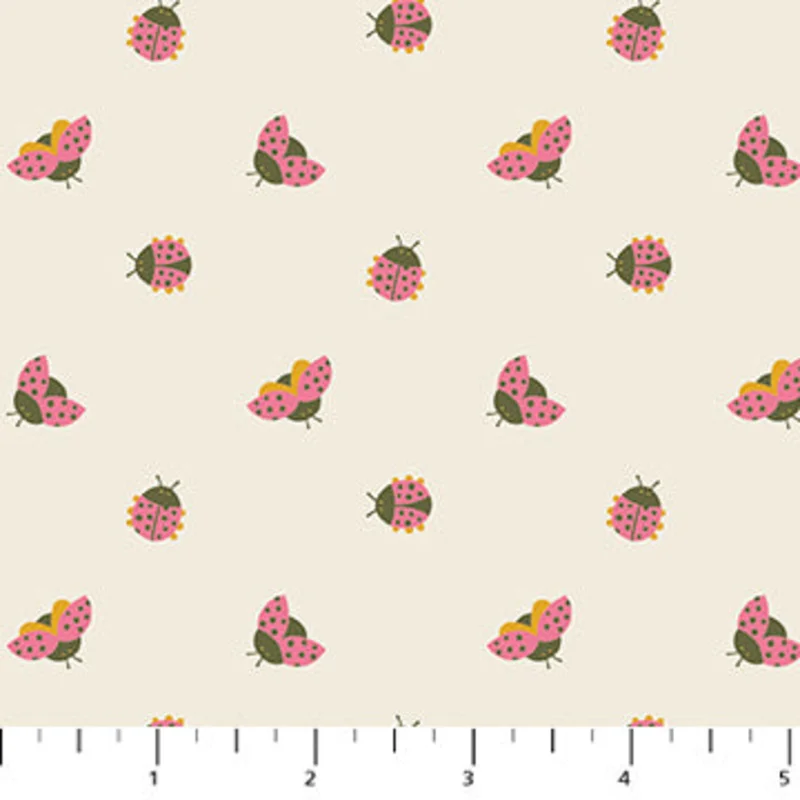 JOYFUL JUNE: Ladybugs-Cream (1/4 Yard)