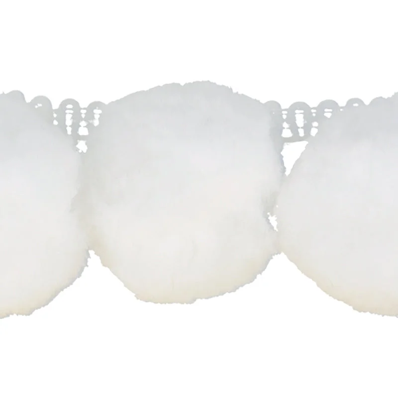 Jumbo Ball Fringe 50mm- White (1/4 Yard)