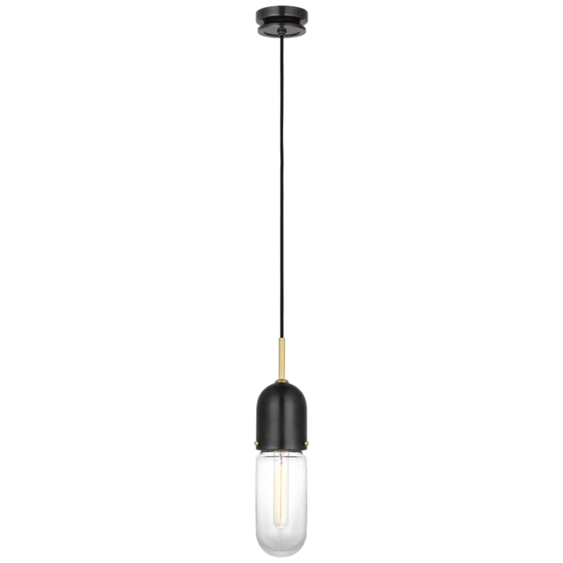 Junio Single Light Pendant, Bronze and Brass