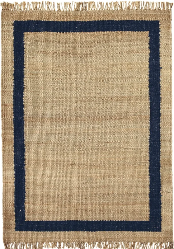 Jute Border Rug, Navy