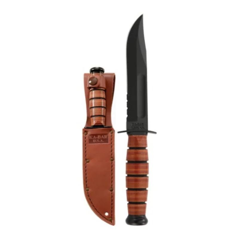 Kabar Short Bar USA with Brown Leather Sheath