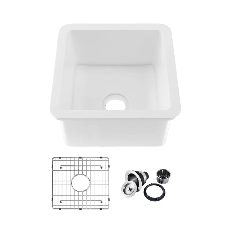 KIBI 18 Fireclay Undermounted Kitchen Sink Cubic Series K2-S18SQ