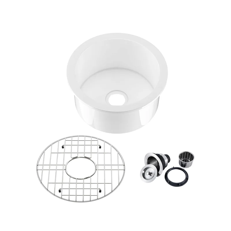KIBI 19 Round Fireclay Undermounted Kitchen Sink Crater Series K2-S19RO