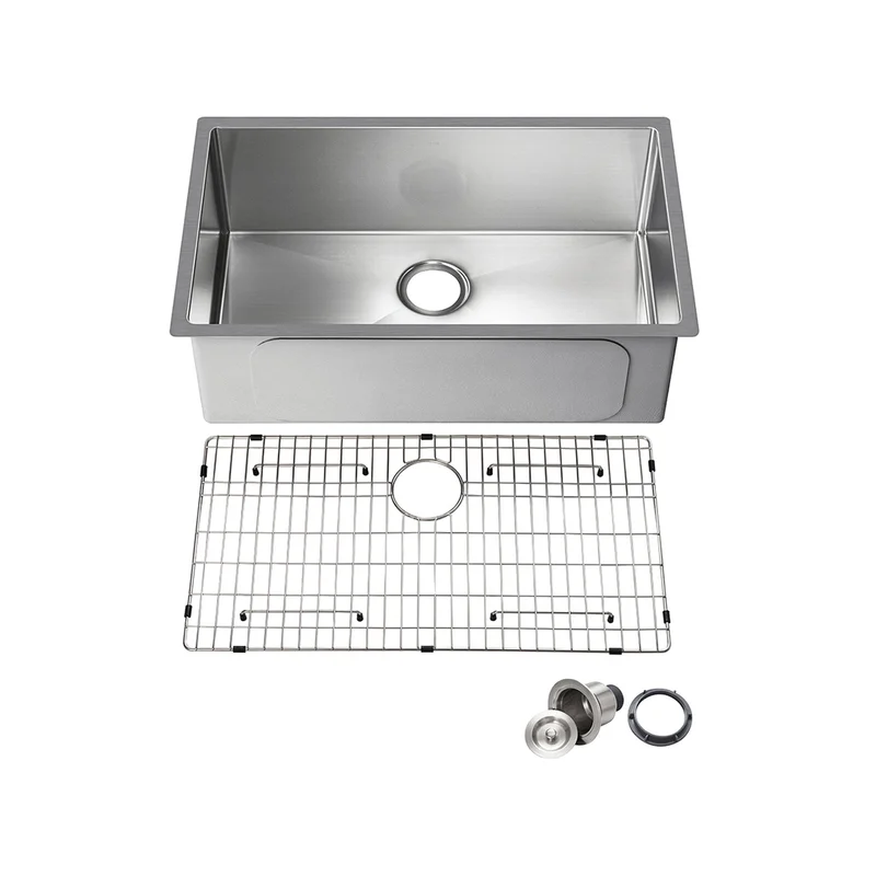 Kibi 28 Handcrafted Undermount Single Bowl 16 gauge Stainless Steel Kitchen Sink