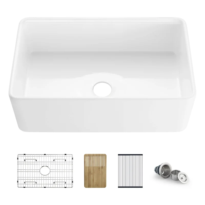 KIBI 30 Fireclay Kitchen Farmhouse Workstation Sink Pure Series K2-SF30T