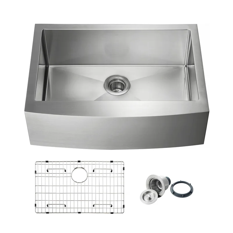 KIBI 30 Handcrafted Farmhouse Apron Single Bowl Stainless Steel Kitchen Sink K1-SF30