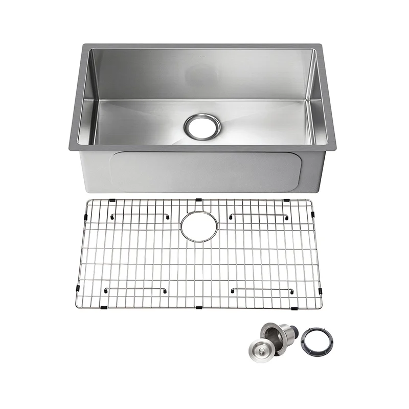Kibi 30 Handcrafted Undermount Single Bowl 16 gauge Stainless Steel Kitchen Sink