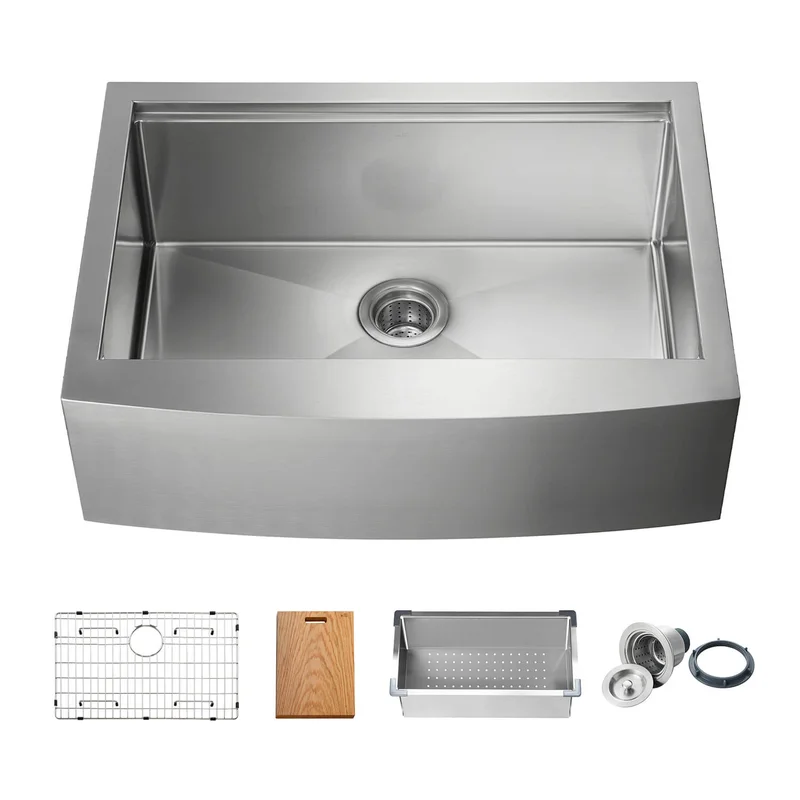 KIBI 30 Undermount Single Bowl Stainless Steel Kitchen Sink Work Station K1-SF30T