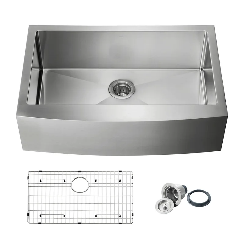 KIBI 33 Handcrafted Farmhouse Apron Single Bowl Stainless Steel Kitchen Sink K1-SF33