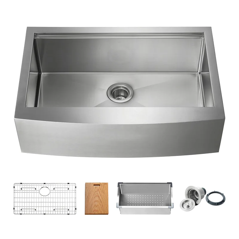 KIBI 33 Undermount Single Bowl Stainless Steel Kitchen Sink Work Station K1-SF33T