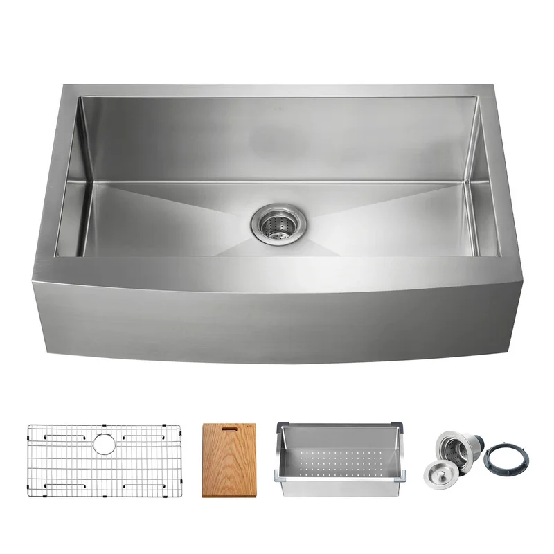 KIBI 36 Undermount Single Bowl Stainless Steel Kitchen Sink Work Station K1-SF36T