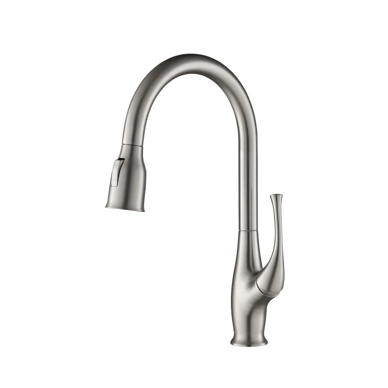 KIBI - Cedar Single Handle High Arc Pull Down Kitchen Faucet KKF2010